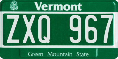 VT license plate ZXQ967