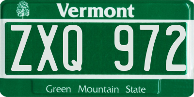 VT license plate ZXQ972