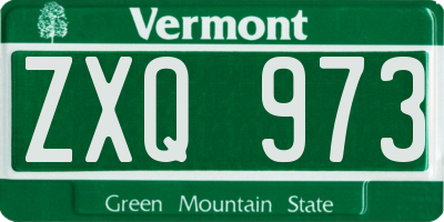 VT license plate ZXQ973