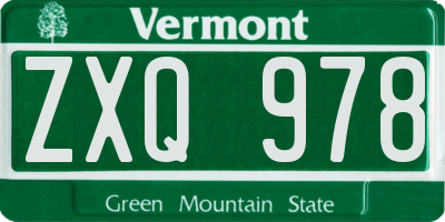 VT license plate ZXQ978