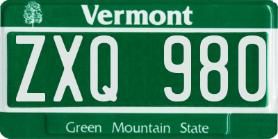 VT license plate ZXQ980