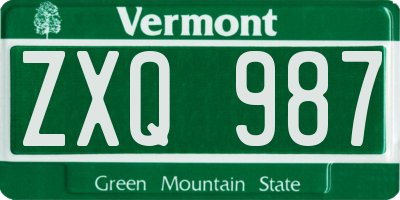 VT license plate ZXQ987