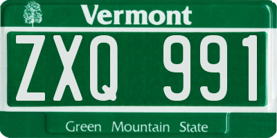 VT license plate ZXQ991