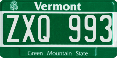 VT license plate ZXQ993