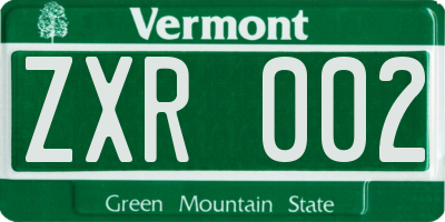 VT license plate ZXR002