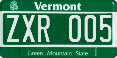 VT license plate ZXR005