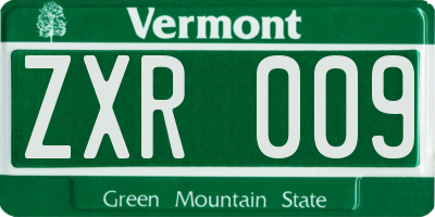 VT license plate ZXR009
