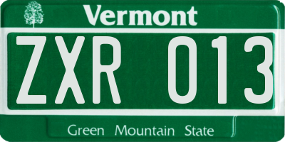 VT license plate ZXR013