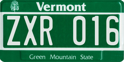 VT license plate ZXR016