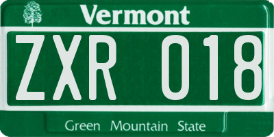 VT license plate ZXR018