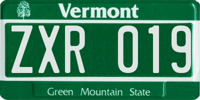 VT license plate ZXR019
