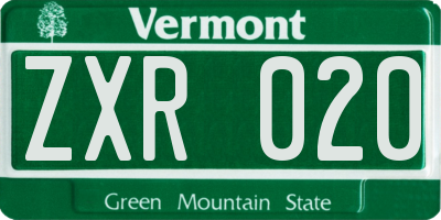 VT license plate ZXR020