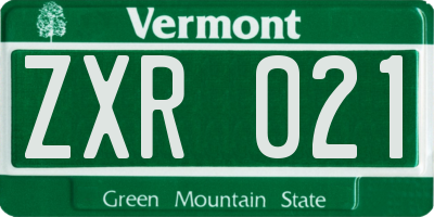 VT license plate ZXR021