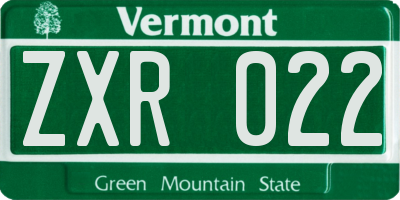 VT license plate ZXR022