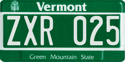 VT license plate ZXR025