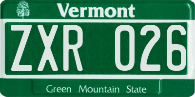 VT license plate ZXR026