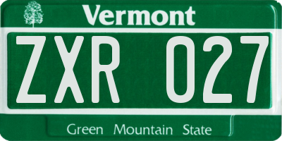 VT license plate ZXR027