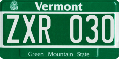 VT license plate ZXR030