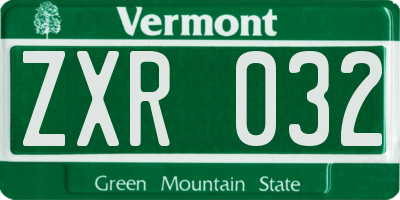 VT license plate ZXR032