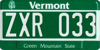 VT license plate ZXR033