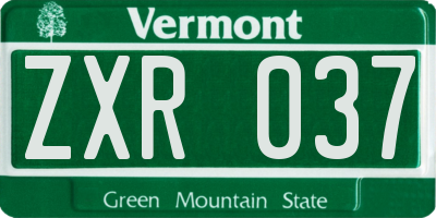 VT license plate ZXR037
