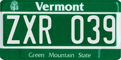 VT license plate ZXR039