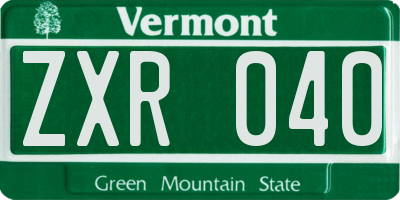VT license plate ZXR040