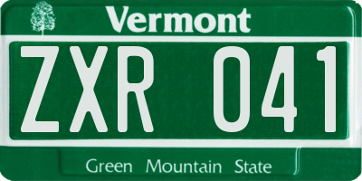 VT license plate ZXR041