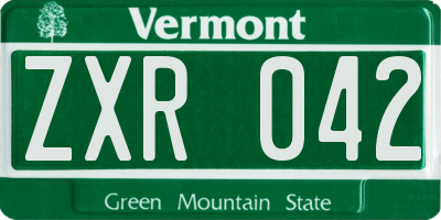 VT license plate ZXR042