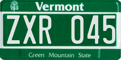 VT license plate ZXR045
