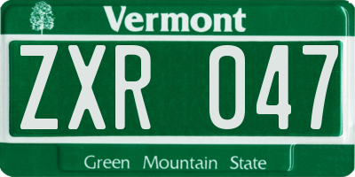 VT license plate ZXR047