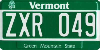 VT license plate ZXR049