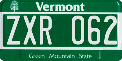 VT license plate ZXR062