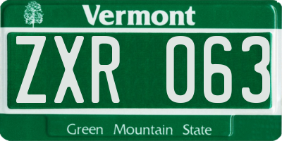 VT license plate ZXR063