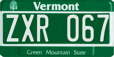 VT license plate ZXR067
