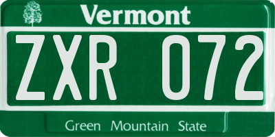 VT license plate ZXR072