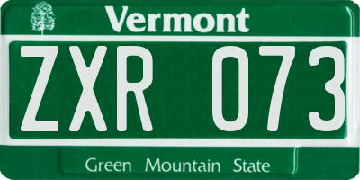 VT license plate ZXR073