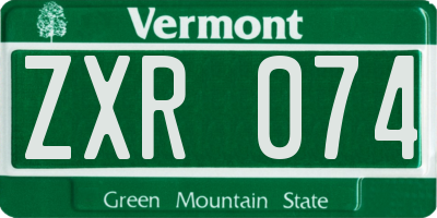 VT license plate ZXR074