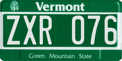 VT license plate ZXR076
