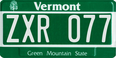 VT license plate ZXR077