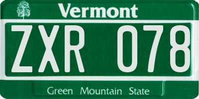 VT license plate ZXR078