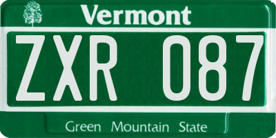 VT license plate ZXR087