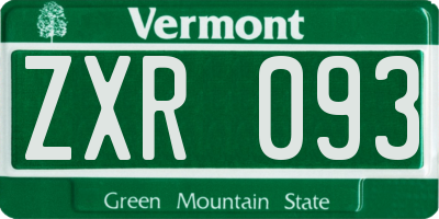 VT license plate ZXR093
