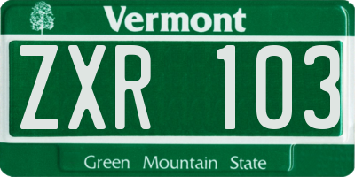 VT license plate ZXR103