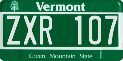 VT license plate ZXR107