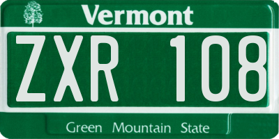 VT license plate ZXR108