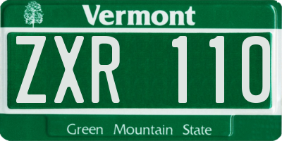 VT license plate ZXR110