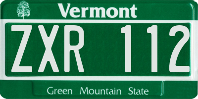 VT license plate ZXR112