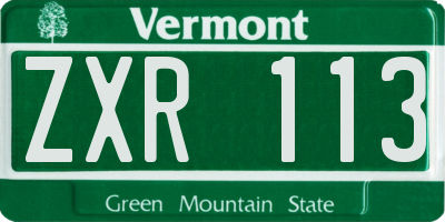 VT license plate ZXR113