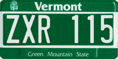 VT license plate ZXR115